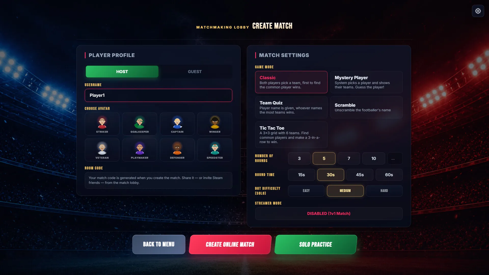 Two Clubs One Player çok oyunculu maç ekranı